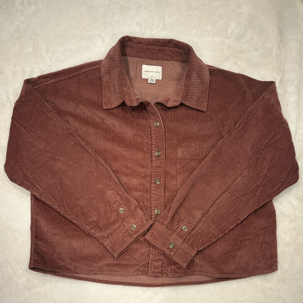 American Eagle Outfitters Corduroy Shirt in Rust Red/Brown